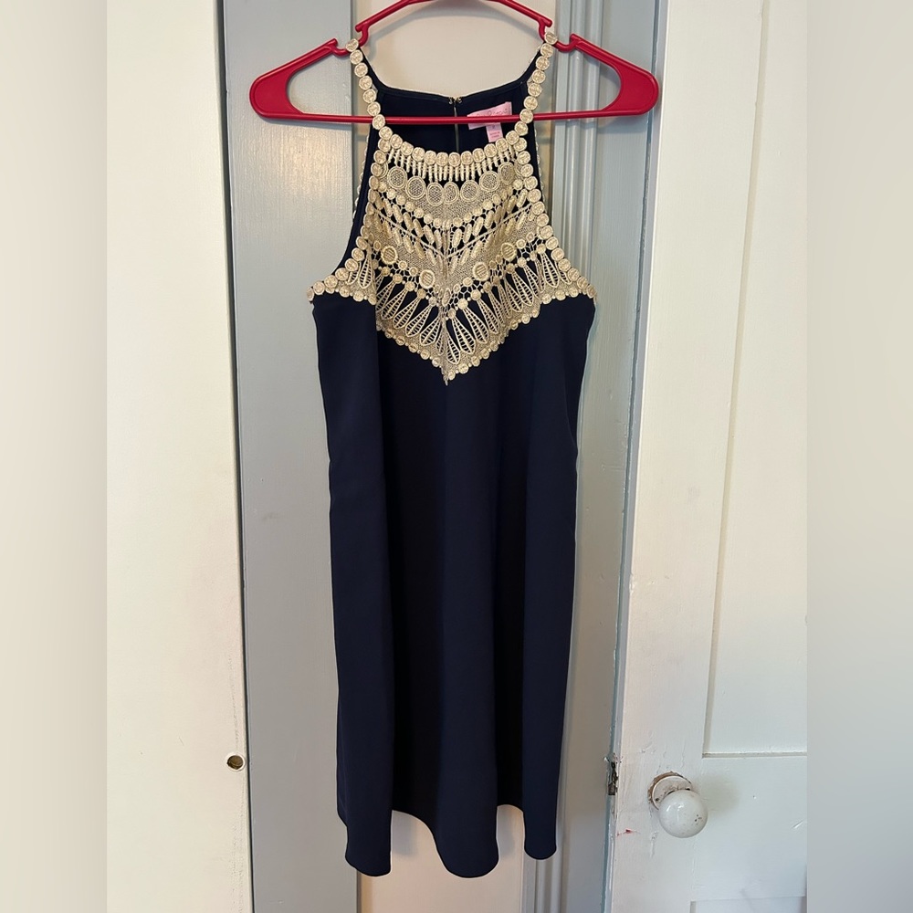 (SOLD) Lilly Pulitzer | Dress | Pearl Soft Blue in True Navy size 2 - Picture 3 of 7